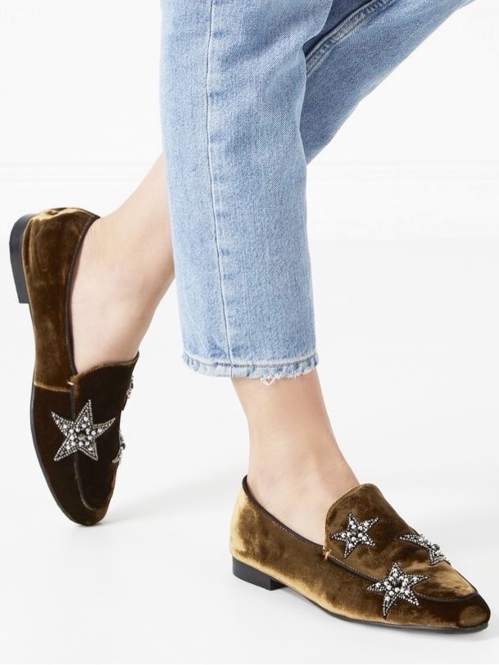 {Lola Cruz} Velvet Star Loafers